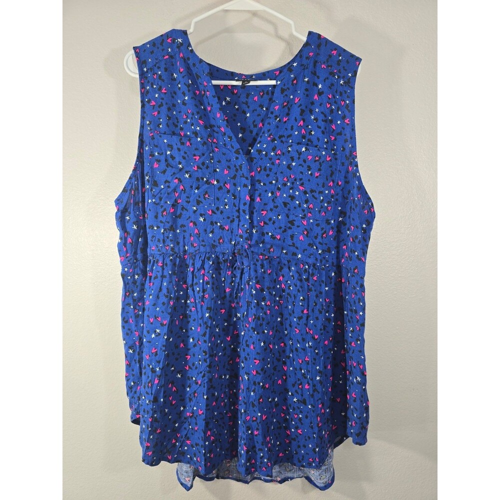 Torrid Emma Babydoll Rayon Slub Tie Waist Tunic Top Size 2x  Heart Celestial  AI